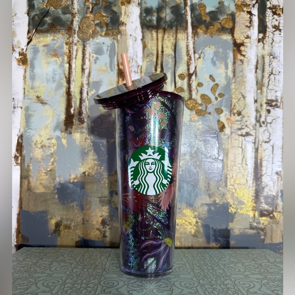 Starbucks Other - Starbucks Burgundy Floral Fall Foiled Cold Cup Tumbler